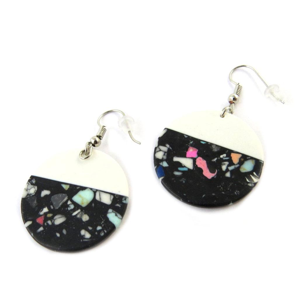 Les Trésors De Lily [N6305] - Boucles Créateur 'Kilimanjaro' blanc noir multicolore
