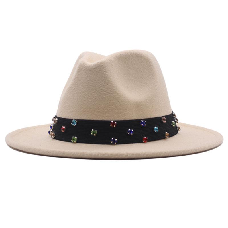 New Fashionable and Elegant Jazz Hat, Spring, Autumn and Winter Belt Woolen Casual Fashion Big-brimmed Lady Jazz Hat
