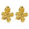 18K Gold Plated Floral Earrings - French Retro Style with Elegant Charm