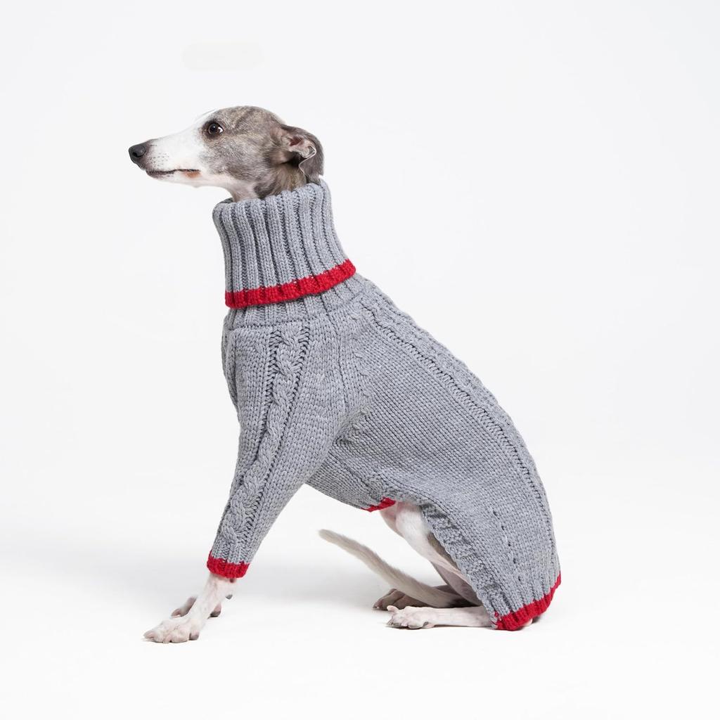 Italian Greyhound Clothes, Warm Sweater for Whippets, Dog Onesie, Two-Legged Turtleneck Warm Sweater for Small Medium Dogs (Small, Grey)