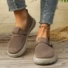 Fall Womens Canvas Casual Loafers With Rubber Sole And Low Heel For Daily Wear