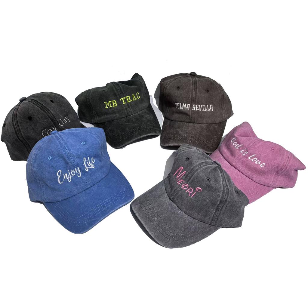 Personalized Vintage Washed Cotton Baseball Cap Custom Embroidered Logo Text Name Dad Hat for Men Women