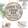 2D Flat, 1pc 7.87x7.87 Inch Round French Aluminum Sign, Vintage Decorative Plaque for "Coffee Tea Cocoa Bar", "Coffee Bar" Decorative Sign, Suitable