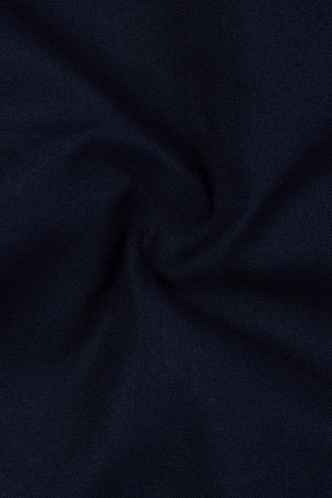 Navy Subtle Sheen Wool Blend Double Breasted Blazer