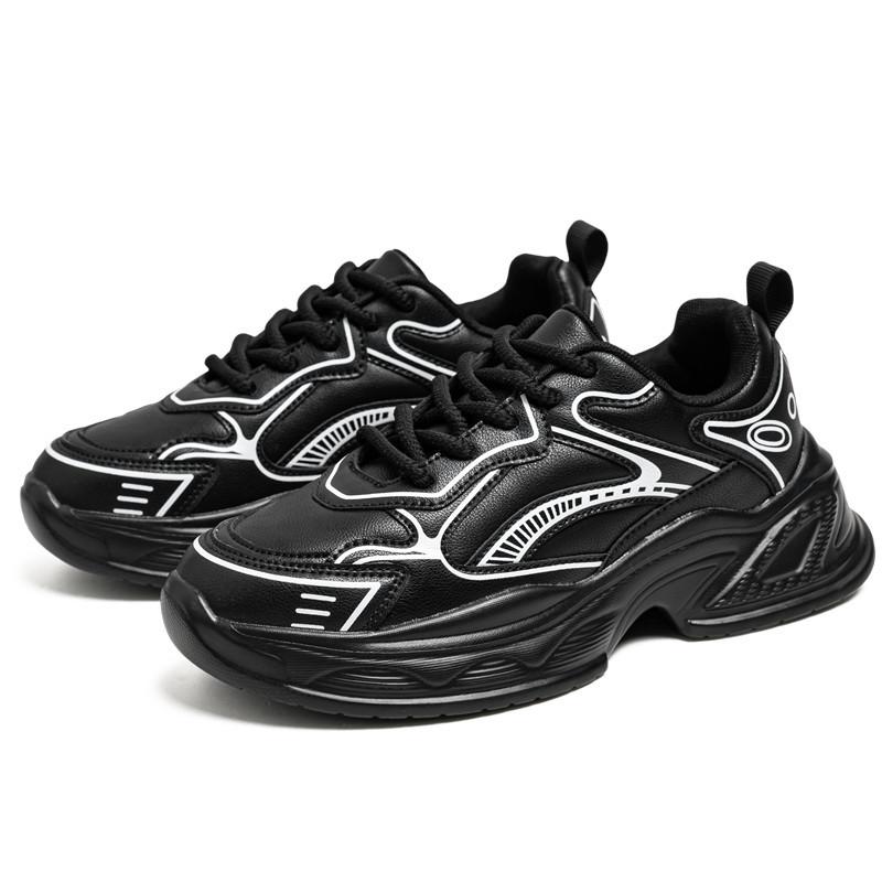 

Men s shoes new trendy sports versatile young and young thick soles increase height running wear-resistant breathable small white 39 чорний