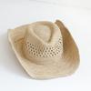 2026 New Spring Summer Fashion Casual Simple Crochet Raffia Cowboy Hat with Curled Brim Outdoor Sun Protection Straw Hat