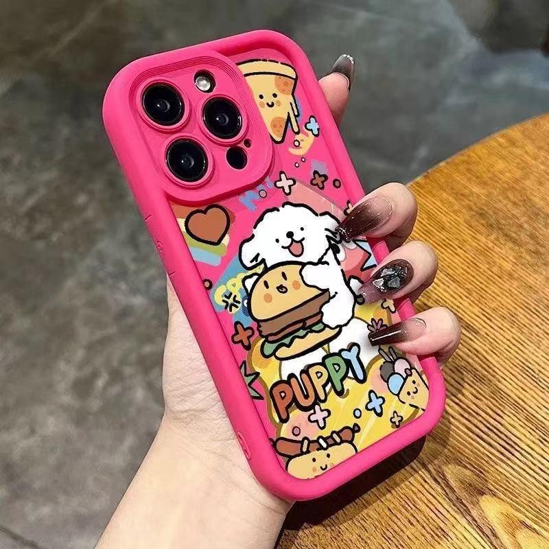 Cute Happy Puppy iPhone16 Mobile Phone Case 12promax Anti-drop for Apple 14plus Cute XR Soft