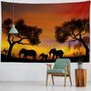 Bohemian Elephant Art Tapestry Sunrise Sunset Forest Landscape Home Decoration Wall Hanging Hippie Living Room Background Cloth