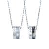 Pair Necklace Pendant Allergy Free Surgical Stainless Steel 316L Shell Message White Black [White Clover] & 4SUP066WH&4SUP066BK