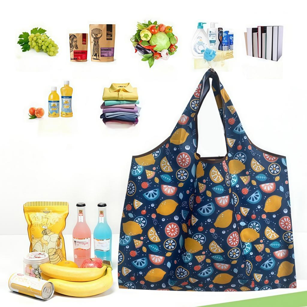 1Pc Reusable Grocery Bags Foldable Fashion Washable Shopping Bags, Large Tote Bags for Groceries, Bulk Market Cloth Storage Bags
