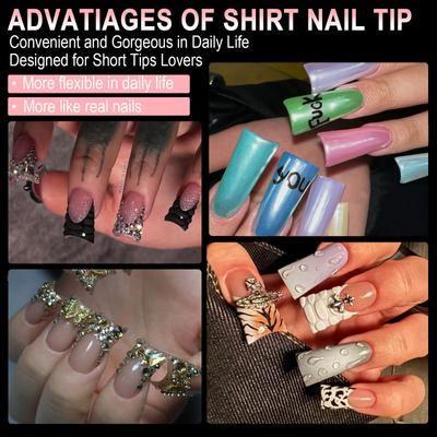 504 Pcs Duck Nail Tips Clear Nail Tips Half Cover False Nails Press On Nails Tips Curved Nail Tips Manicures Supplies