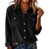 Women's Long Sleeve Button Down Shirt with Two Pockets for Casual Daily Wear