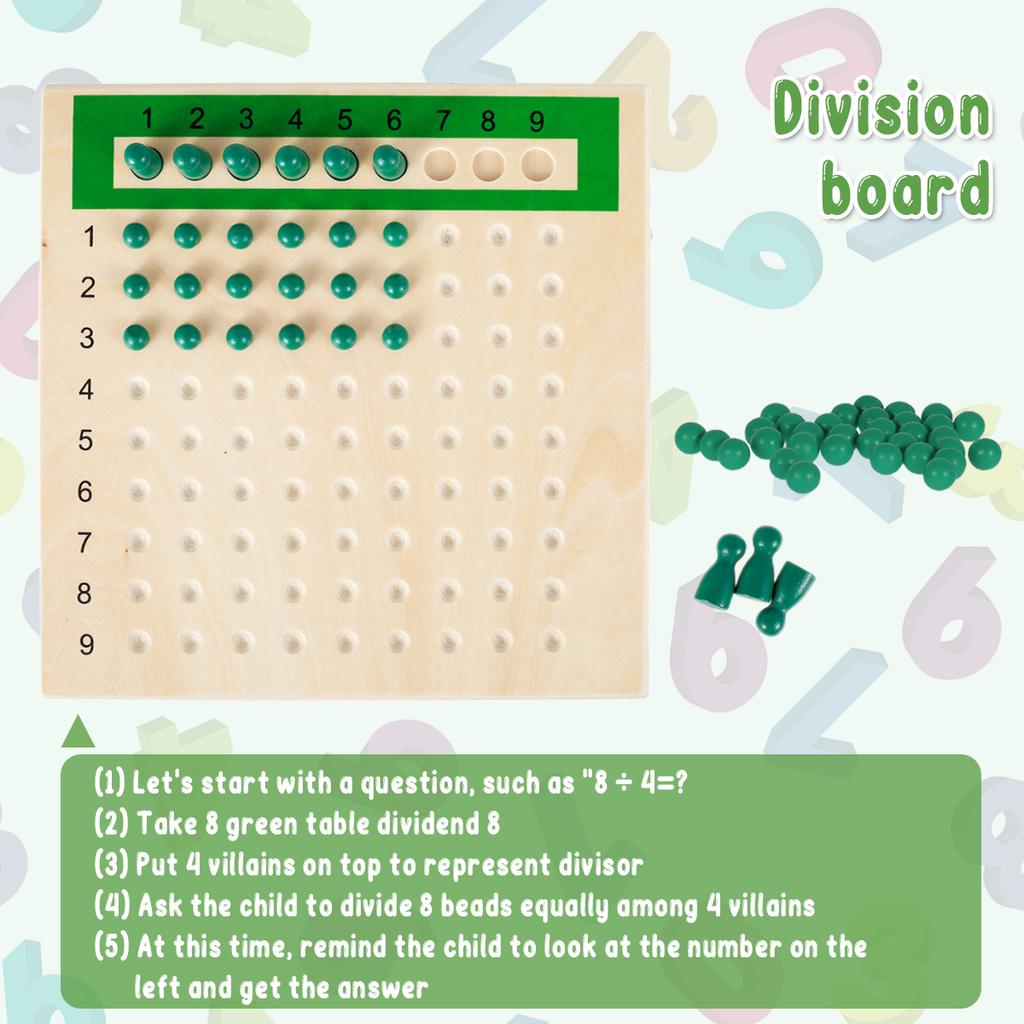 Montessori Math Board Game Multiplication and Division Board Wooden Math Teaching Aids for Homeschooling Classroom Activities