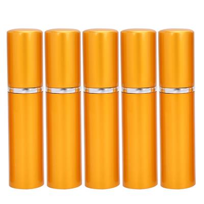Aluminum Refillable Perfume Spray Bottle Portable Empty Perfume Atomizer 5ml X 5pcsGold
