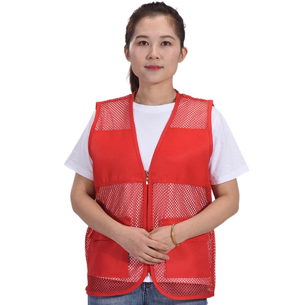 

Sleeveless Style Safety Vest Ordinary/With Reflective Strips See-through Vest Outdoor Activities XL-Red Ordinary
