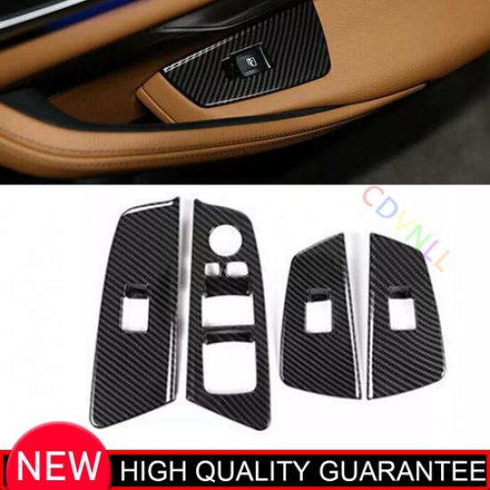 For BMW 5 Series G30 2018- Carbon Fiber Window Door Lock Control Switch Trim