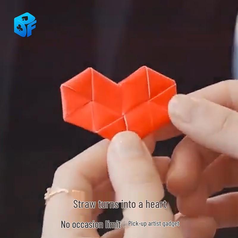 Heart Straw: Flirt Magic for Beginners - Simple, Shocking Street Trick Props Red Heart