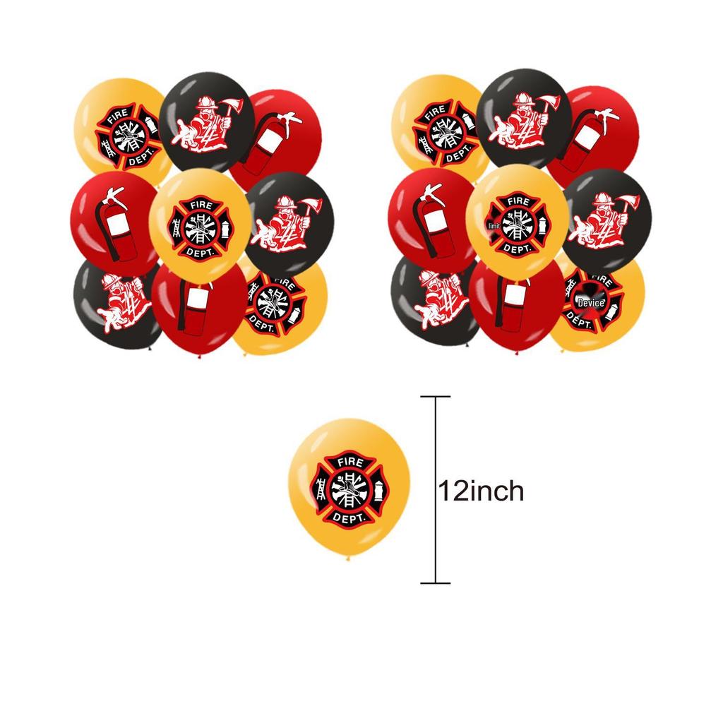 Fire Truck 3D Birthday Party Decoration Set: Banner, Balloons & Flags