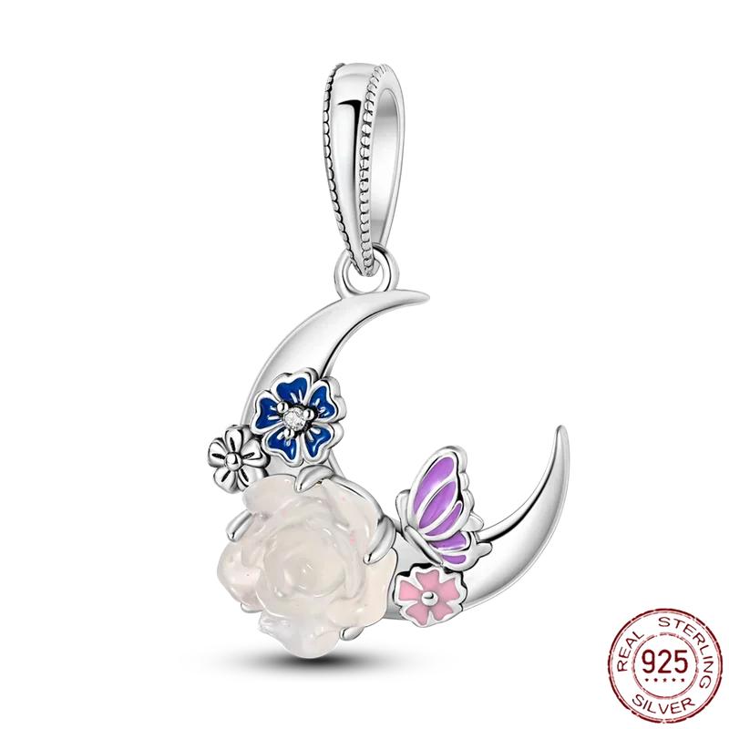 Fashion Copper Spring Colorful Butterfly Flowers Charms Beads Fit Original Bracelets Fine Diy Jewelry