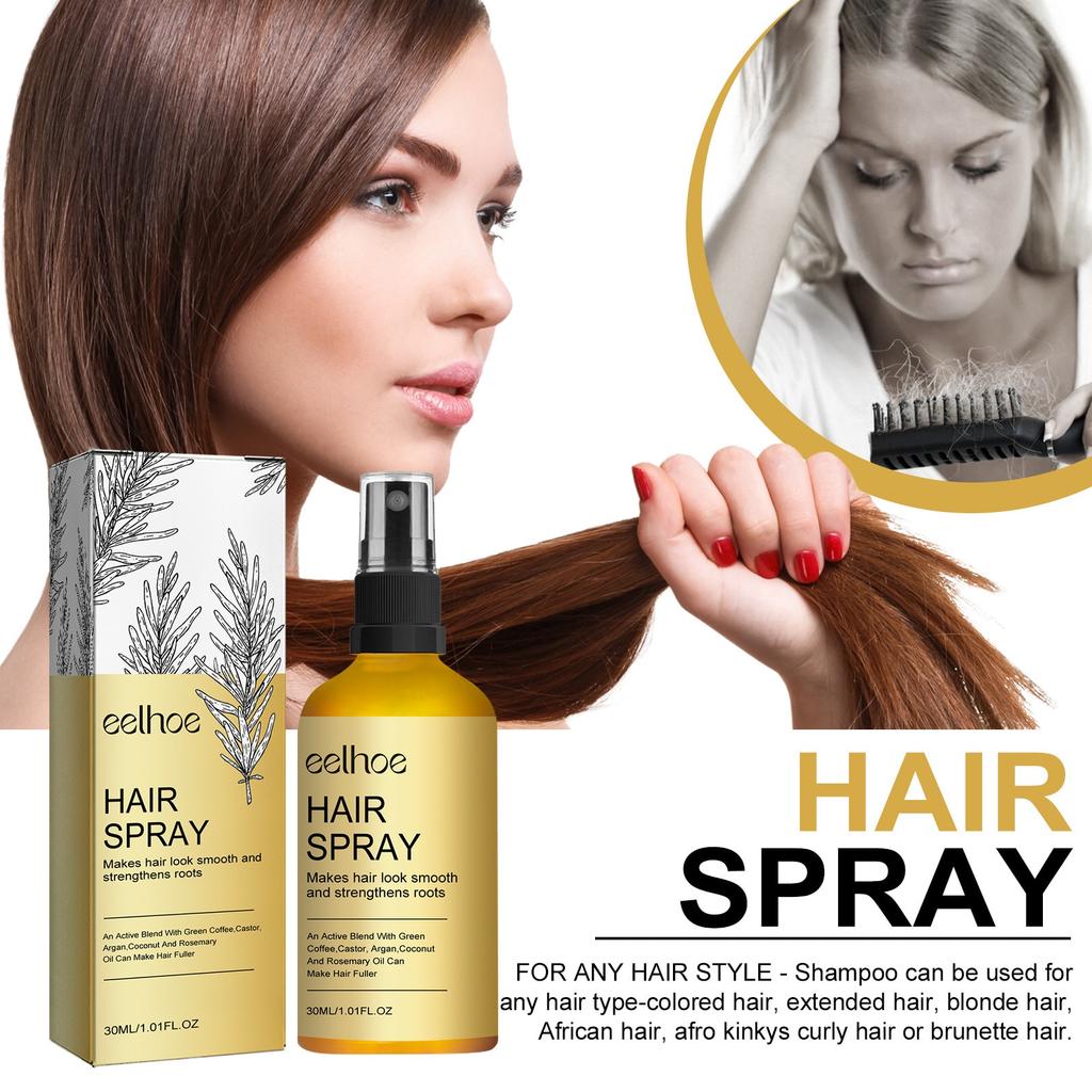 Spray natural pentru cresterea parului, EELHOE, ulei de ricin negru, ulei de argan, 30ml