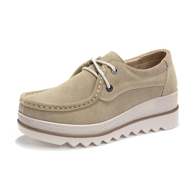 Genuine Leather Women's Casual Shoes Loafers Autumn Women Platform Shoes Sneakers Wear-resistant Women Flats Zapatillas De Mujer