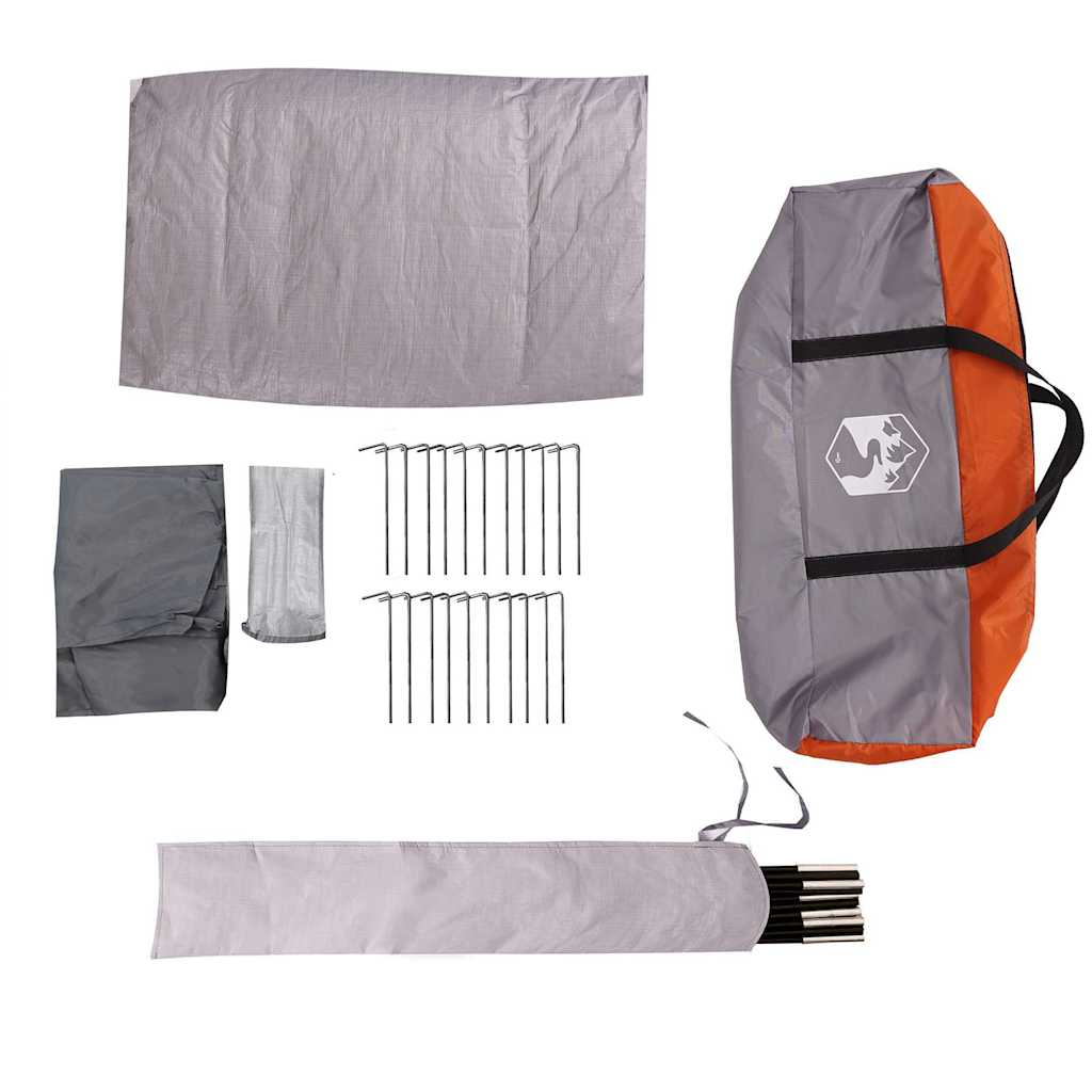 Tunnel Family Tent for 7 People Gray and Orange Waterproof