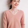 Women's 100% Pure Cashmere V-neck Sweater, Autumn Winter Long Sleeve Knit Pullover Top