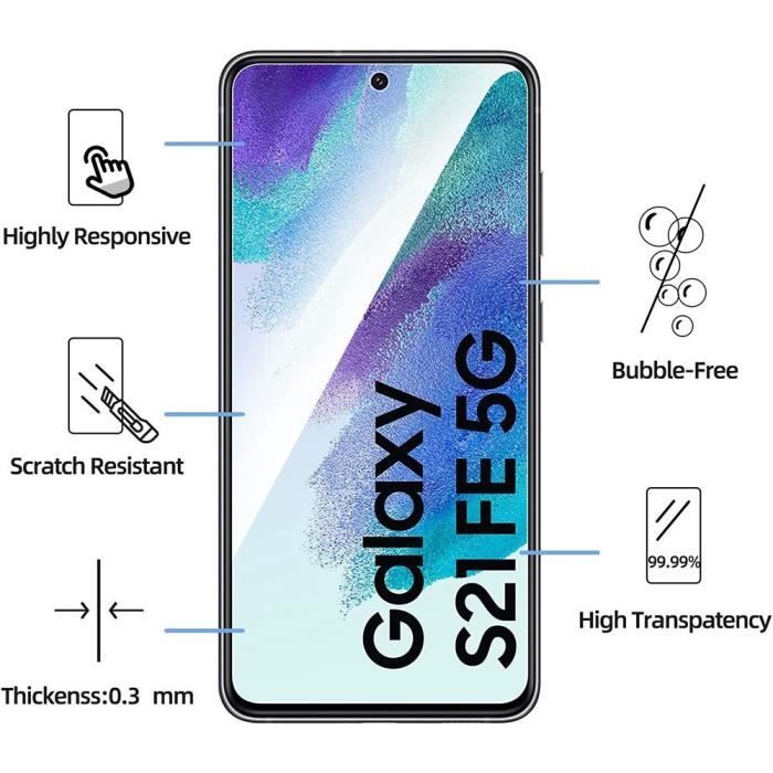 Pack 4 Verre Trémpé Pour Samsung S21 FE (6.4") Anti-Huile Anti Rayures Vitre Protecteur Anti-Choc Protection écran