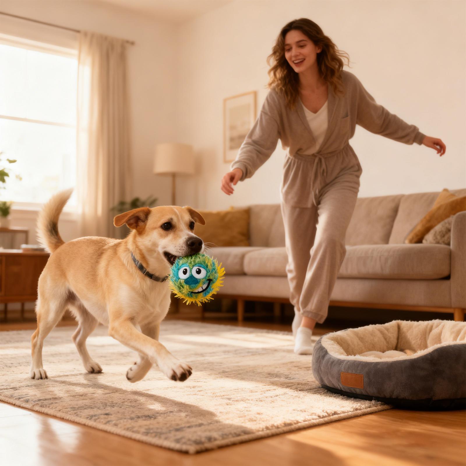 

Игрушка для собаки Зубастый Прыгающий Мяч, Плюшевый, Пищащий, Для прорезывания зубов, Износостойкий, Снимающий скуку, Шумный Пищащий Мяч One Size зелёный