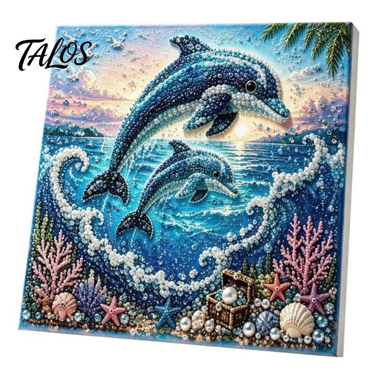 DIY Faux Pearl Painting Kit Ocean Kit, Marine Life 3D Art Coastal Wall Decor Sea Turtle Fish Picture Craft Set for Adults, Home Beach House