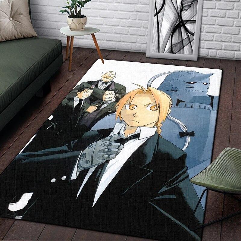 Fullmetal Alchemist Anime Painting Carpet for Living Room Large Area Rug Black Soft Carpet Home Decoration Mats Boho Rugs Picnic