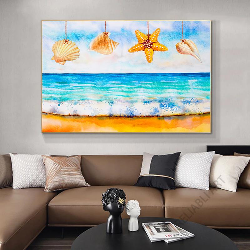 Obraz olejny Vintage Fale Morskie Wydrukowany na Płótnie Statek Zachód Słońca Pejzaż Plakaty i Druki do Dekoracji Salonu Cuadros