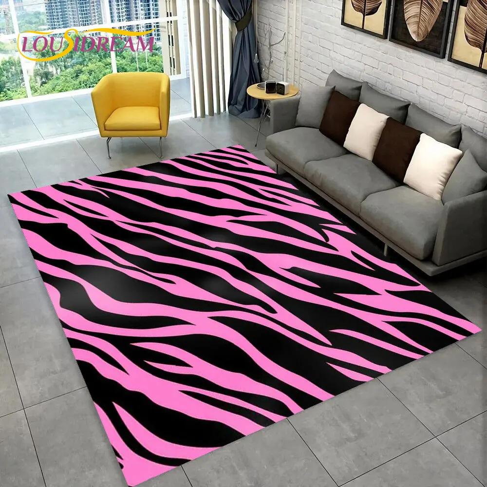 3D Colorful Zebra Pattern Area Rug,Carpet Rug for Living Room Bedroom Sofa Office Doormat Decoration, Kids Non-slip Floor Mat