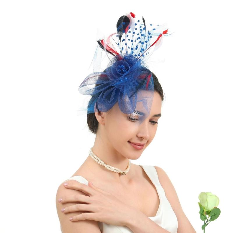 Flower Meshes Hat Headbands Stylish Women's Fascinator Flower Hat Hairpiece for Bridal Accessories
