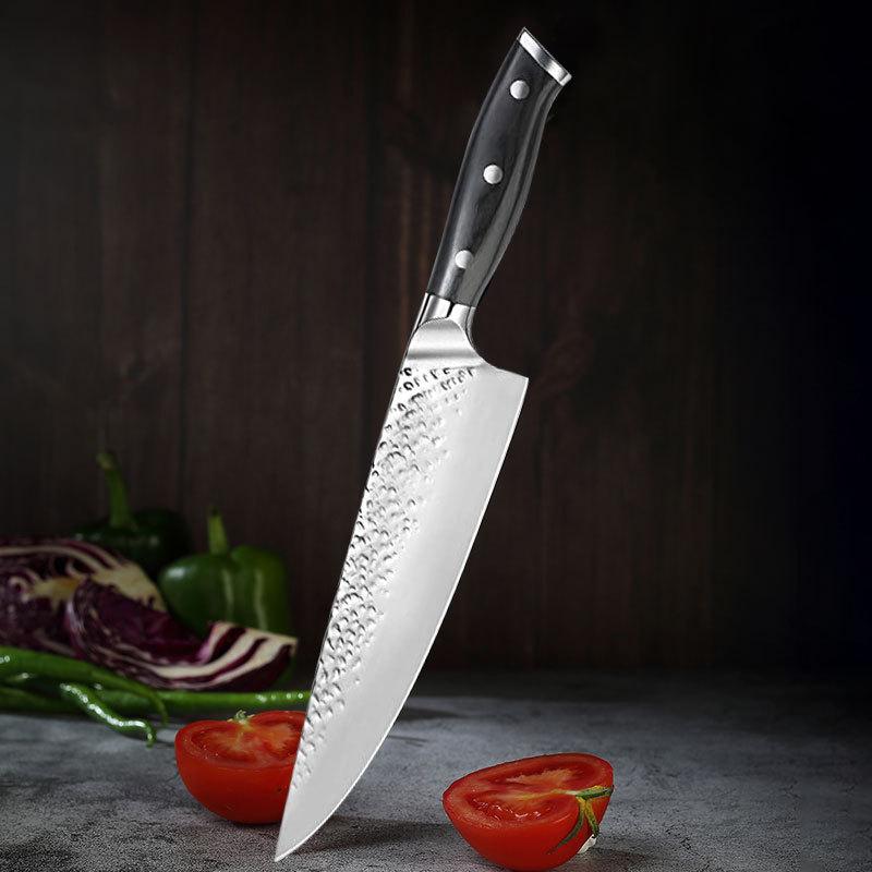 Nerezová ocel laserem kovaný kuchařský nůž pro domácnost Ostrá barva Dřevěný kuchyňský nůž Kuchyňský nůž na sushi ovoce