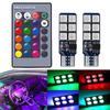Auto Interior Decoration Lamp T10 W5W 5050 Atmosphere Car Light 12V RGB 12LED Blub with Remote Controller Colorful Reading Lamp