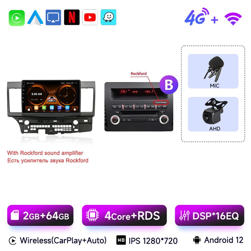 JIUYIN Car Radio for Mitsubishi Lancer 10 CY 2007 - 2017  Android 13 Carplay Multimedia Video Player 2 Din GPS IPS 4G Stereo DVD