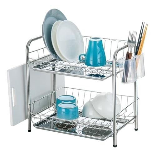Pearl Metal 2-Tier Dish Drainer Basket, Stainless Steel, Sweezy HC-305