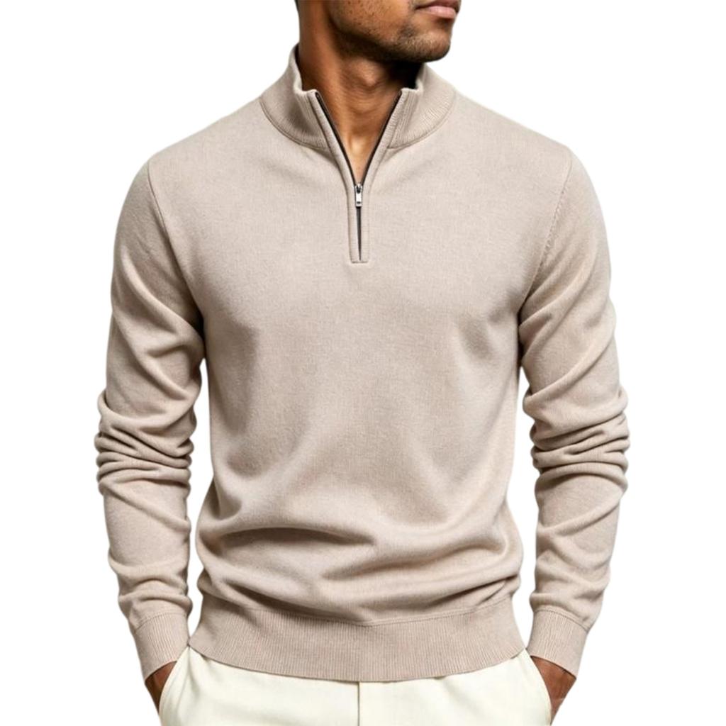 Men's 1/4 Zip Knit Pullover Casual Loose Fit Long Sleeve for Business Casual Wear