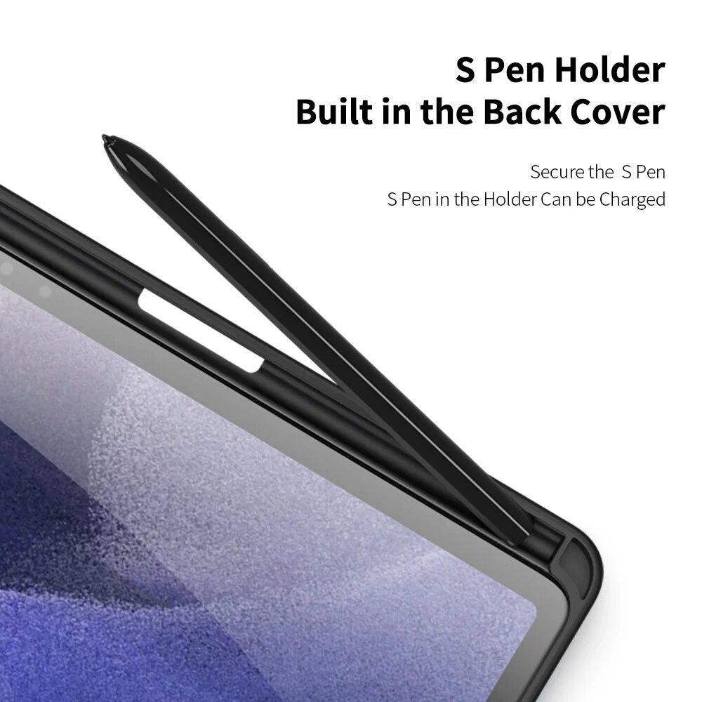 For Samsung Galaxy Tab S8 Ultra 14.6 S7/S8 11 S7/S8 Plus S7 FE 12.4 Tablet Case Transparent Back Tablet Cover with Pencil Holder