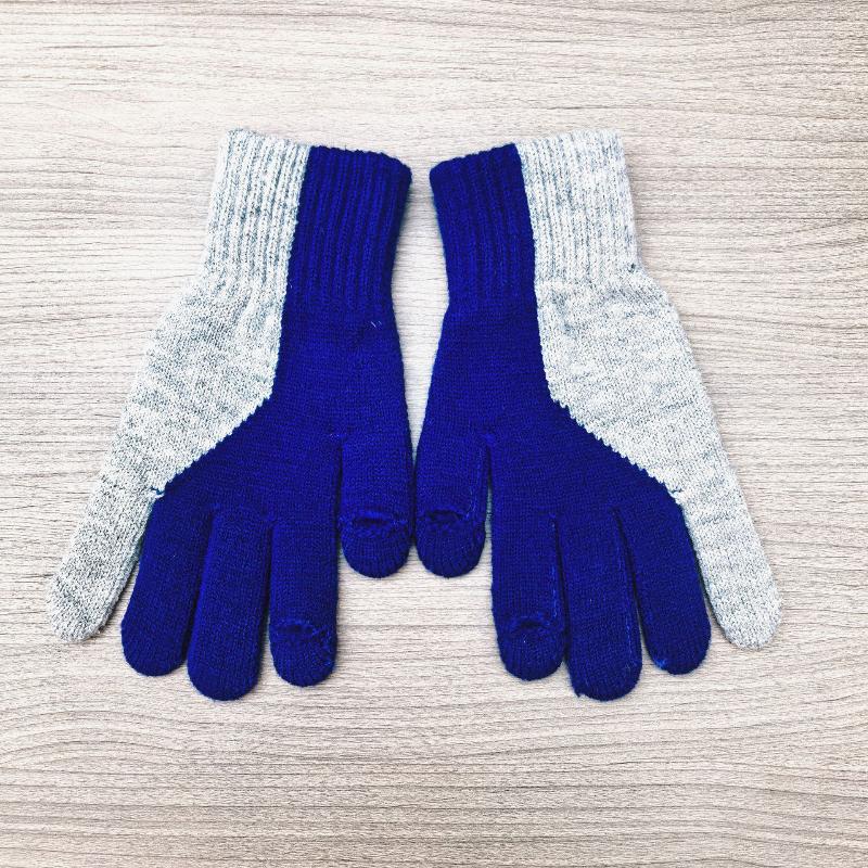 Touchscreen Gloves Korean Style Color Block Fingerless Cute Knitted Fleece Lined Thick Warm Winter Windproof Gloves