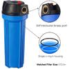 Geekpure 10-Inch Whole House Slim Water Filter Housing for 2.5" X 10" Filter - 3/4"NPT Brass Port - with Air Relief Valve-Blue (1)