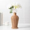 Farmhouses Vintage Faux Rattan Woven Flower Vase for Home Kitchen Imitation Wicker Florals Holder Container Table Decors