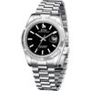BUREI Men's Analog Quartz Watch Waterproof Simple Fashion Black Silver Night Glow Business Timepiece