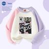 NASA Fleece-Lined Cartoon Sweatshirt - Cute Luo Xiaohei War Chronicle Embroidered Top for Medium & Large Children