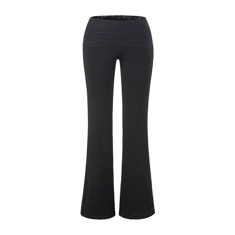 

Korean Elegant Patchwork Mesh Flare Yoga Pants - Women s Retro Slimming Two-Piece Drape Design Large