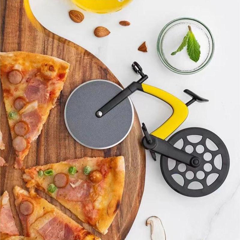 Creative Pizza Cutter Bicycle Shape Pizza Cutter Reusable Pizza Slicer Picnic Practical Stainless Steel Kitchen Accessories