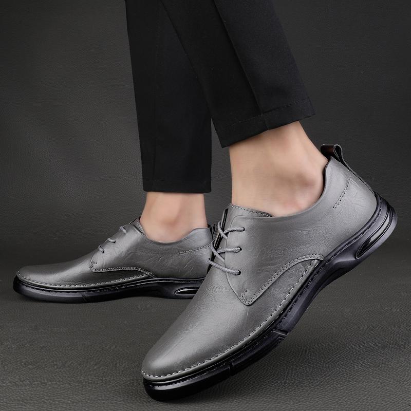 Scarpe da Uomo di Marca di Alta Gamma in Vera Pelle Suole Spesse Trendy Interviste Scarpe Eleganti da Uomo con Lacci Semplici Scarpe da Guida da Uomo