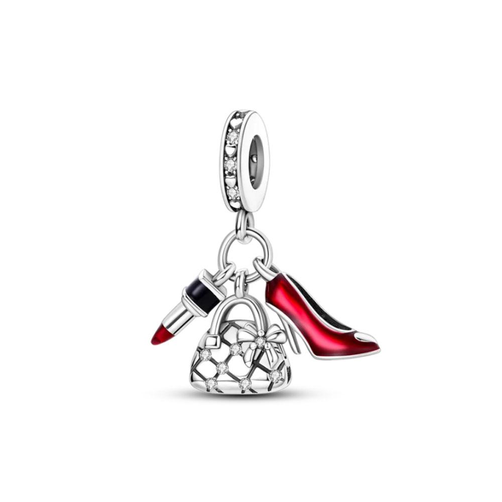 New 925 Silver, Red Strawberry, Mushroom, Car Bead Cross, Dog Pendant Original Bracelet DIY Accessories Exquisite Jewelry