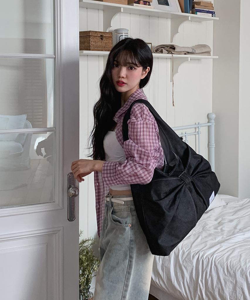 Atil Studio Denim Dewey Ribbon Large Bobo Shoulder Bag_Musinsa Edition [Black]